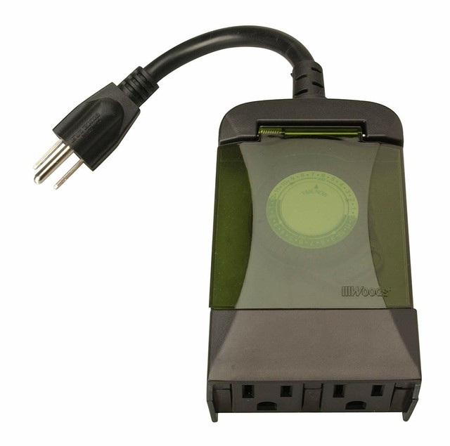 Woods 50011WD Outdoor 24-Hour Plug-In Mechanical Timer, 2 Grounded