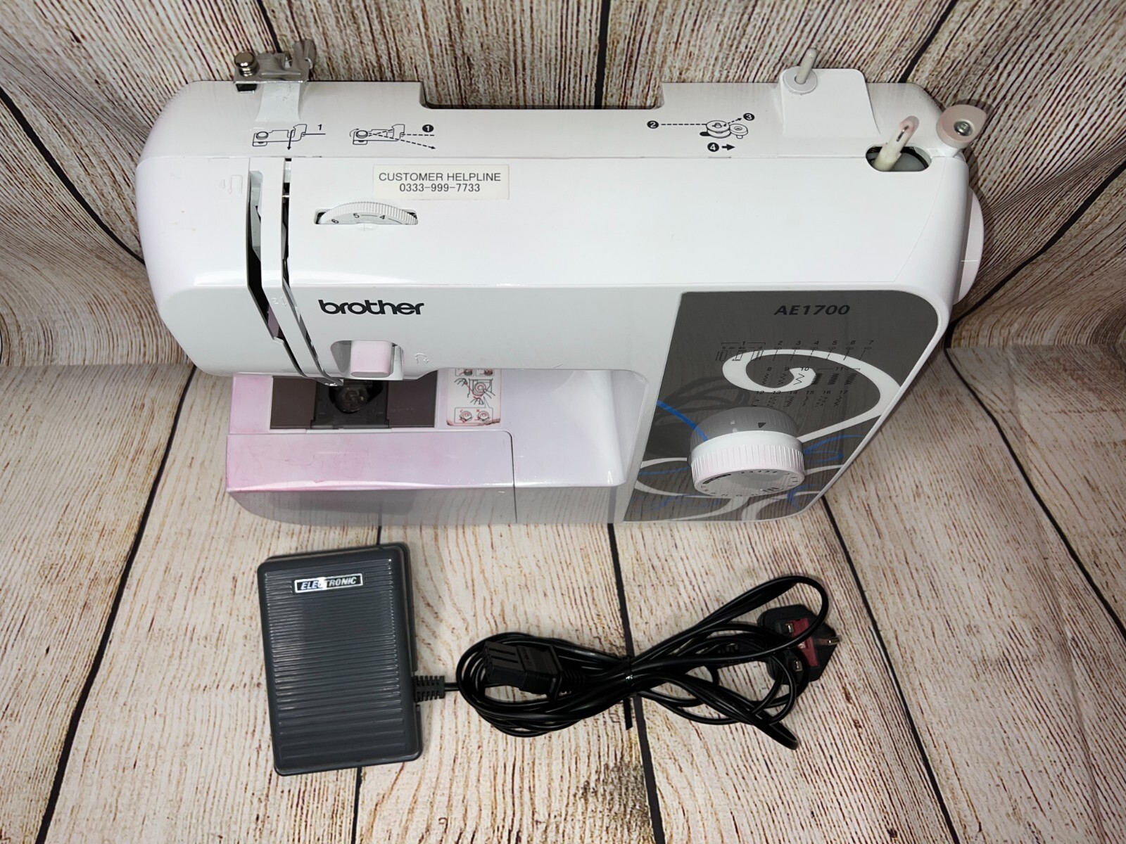 Brother AE1700 17 Manual Stitch Sewing Machine White *STAINED PINK