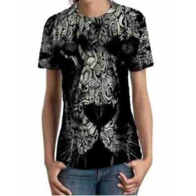 New Women's T-Shirt Lion Design Tshirt Polyester Fullprint SKU-74341051949292201