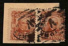US 1903 #307 - 10c Daniel Webster 2 Stamps on Piece New York Cancel Used