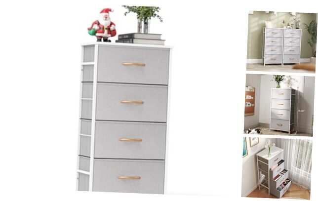 Dresser for Bedroom with 4 Drawers, Closet Storage Drawer Organizer, Grey-image