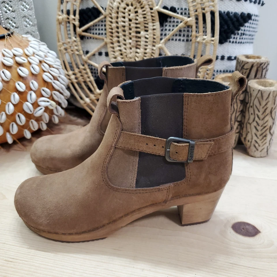 Sanita Mujer 8/39 'Peggy-Sue' Jodhpur Zueco Botas Botines Marrón Gamuza Comodidad  Foto 4 de 4