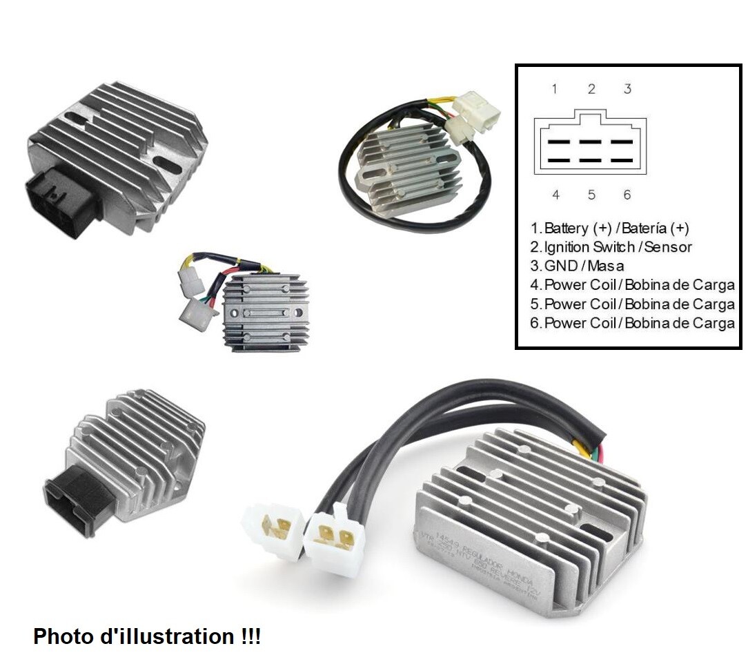 Régulateur de tension pour Kawasaki Zephyr 750 de 1991 à 1993 en aluminium noir