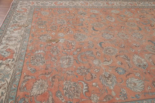 Rost/Elfenbein Blumenmuster Tebriz Vintage Bereich Teppich 10x12 Wolle Handarbeit Esszimmer Teppich - Bild 14 von 24