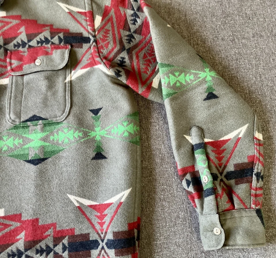 Daniel Cremieux Men L Large Flannel Shirt-Jacket Western Geometric Serape Native - Image 4 of 4