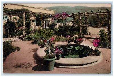 1920 La Venta Inn Garden View Palos Verdes Estates CA Handcolored Postcard