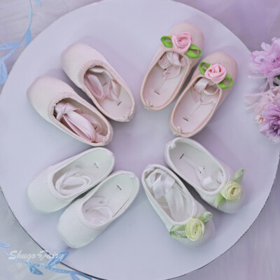 Handmade Cute Ballet Shoes Rose Body Fashion Flat Heels Shoes for 1/4 BJD Doll