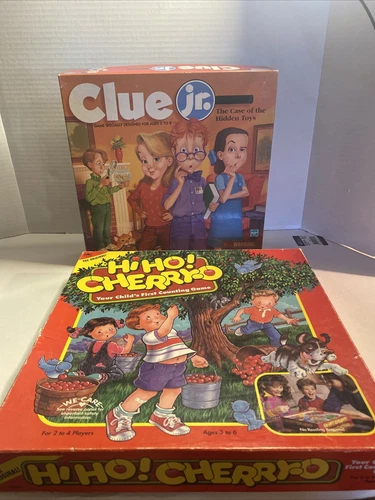 Lot Of 2 Vintage Kids Board Games Hi Ho Cherry-o 1992 & Hasbro Clue Jr 1999