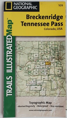 Map Breckenridge Tennessee Pass Colorado USA Waterproof Nat Geographic 1984