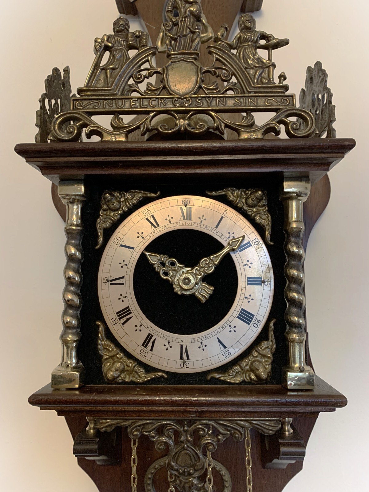 Vintage Zaanse Nu Elck Syn Sin Wall Pendulum Dutch Clock Restored