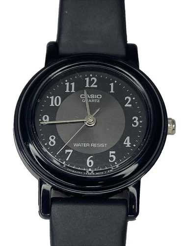 Casio LQ 139 Qtz Analog 26mm Ladies wristwatch BLK Silicone Band New Batt works