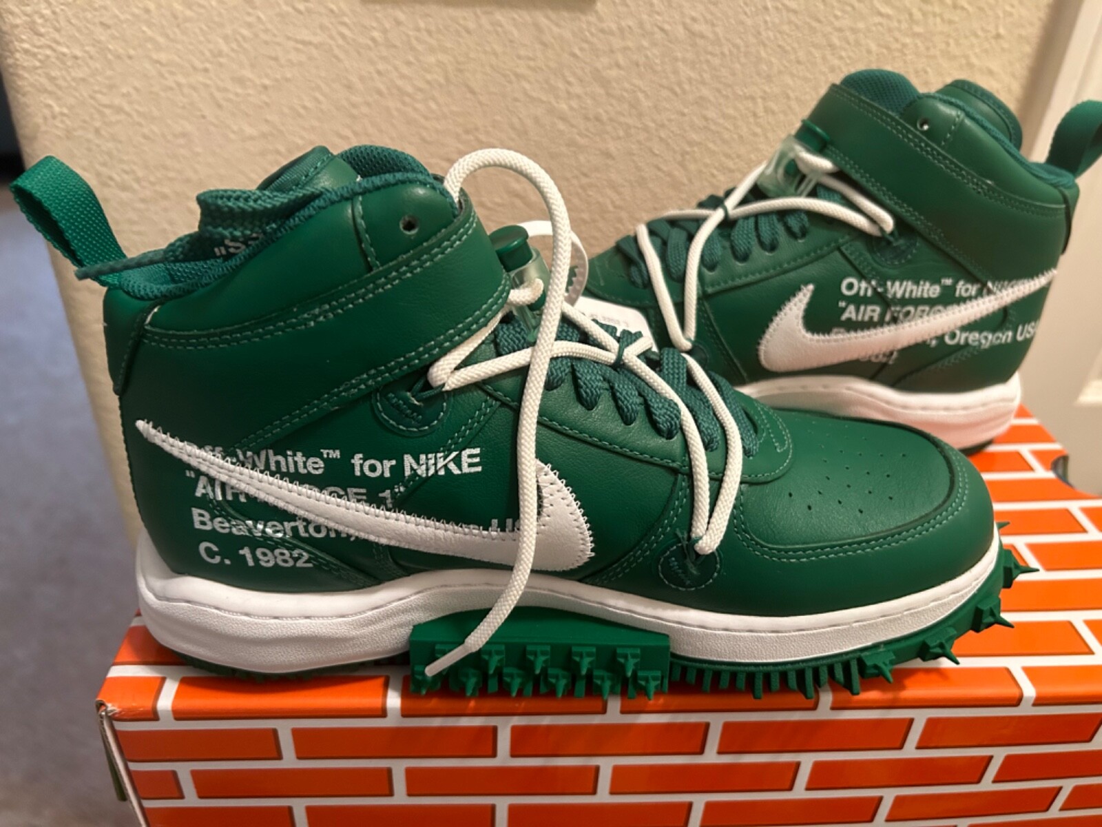 OFF WHITE X NIKE Nike Air Force 1 Mid x Off White verde pino nuove con scatola da uomo taglia 9