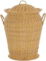 Rattan WäSchekorb/WäSchetonne Rund, WäSchesammler, Deckel Und Inlett (Honig)