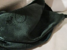 BERKSHIRE Vintage Dark Green Paisly 100 Polyester Scarf w/Fringe 52"L x10 1/4"W