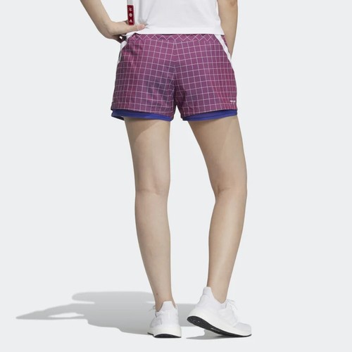 Adidas Essentials Women's, Plaid Drawstring Sport Shorts, Scarlet, S - 第 2/4 張圖片