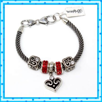 Brighton Beverly Glam 7 1/4'' Bracelet with Alcazar Charms and Red Spectrum Beads