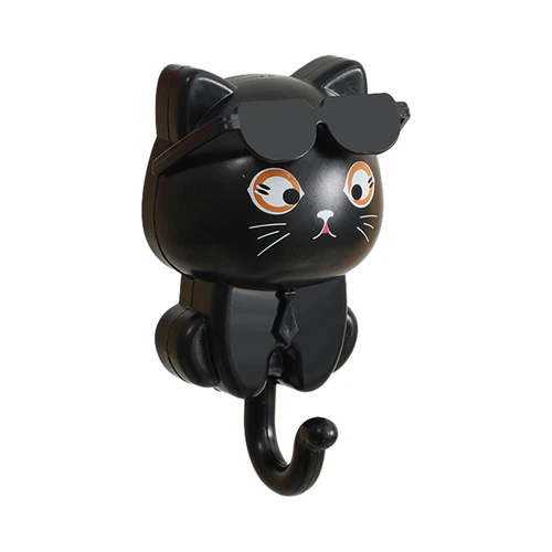 Katze Schlüsselanhänger niedlich Katze Schlüsselhaken mit Sonnenbrille selbstklebend Kleiderhaken Schlüsselhalter - Bild 15 von 17
