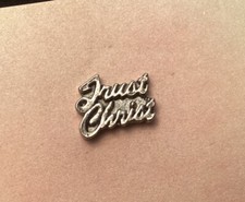 Silver Tone Jesus  TRUST CHRIST  Religious Christian Lapel Hat Pin