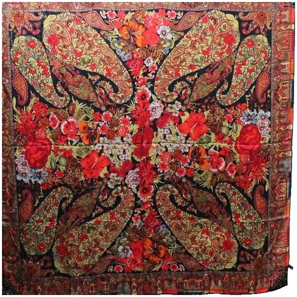 Bufandas y estolas Floral negro de seda para Mujer