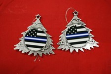 Thin Blue with white line Christmas Tree Shaped Ornament