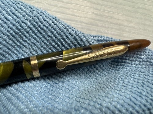 Vintage SHEAFFER’S 1930s Celluloid MECHANICAL PENCIL Ebonized Pearl green