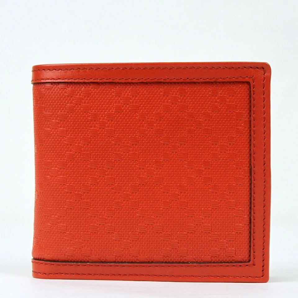 Gucci Men's Red Orange Diamante Leather Bi-fold Wallet w/coin Pocket 237359 6516