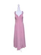 Azazie Blush Pink V-Neck Sleeveless Bridesmaid Gown Dress Size A12