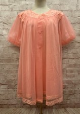 Vintage Shadowline Women Small Peignoir Set Nightgown Robe 1960s