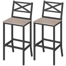 Bar Stools, Set of 2 Bar Chairs with Backrest and Footrest, 26" Tall Counter ...