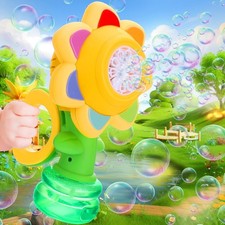 Seven Color Flower Bubble Machine,7 Color Sunflower Rechargeable Bubble Blower