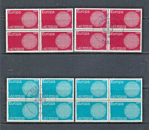 France 1970 #1271-1272 Blocks of 4 Europa Set/MNH set/FDCanel set