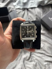 TAG Heuer Monaco Men's Black Watch with Leather Strap - CW2111-0