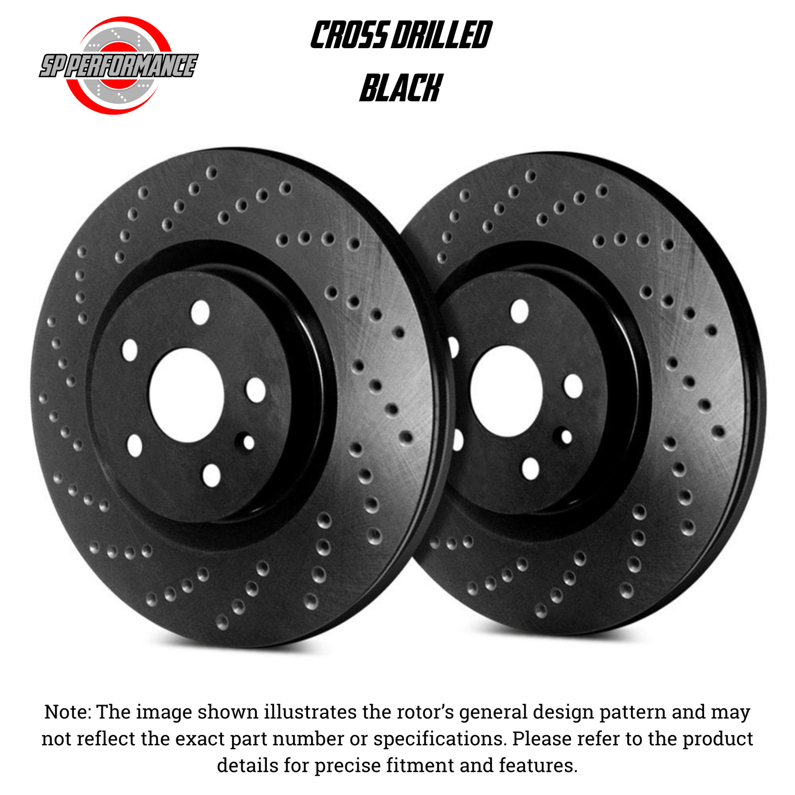 SP Performance C19-3164-B Cross Drilled Black Zinc Rear Rotors 91-96 Acura NSX