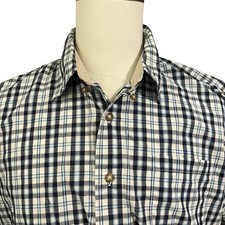 Wrangler Men's White Blue Plaid Wrinkle Resistant Button Down Shirt Sz L Cowboy
