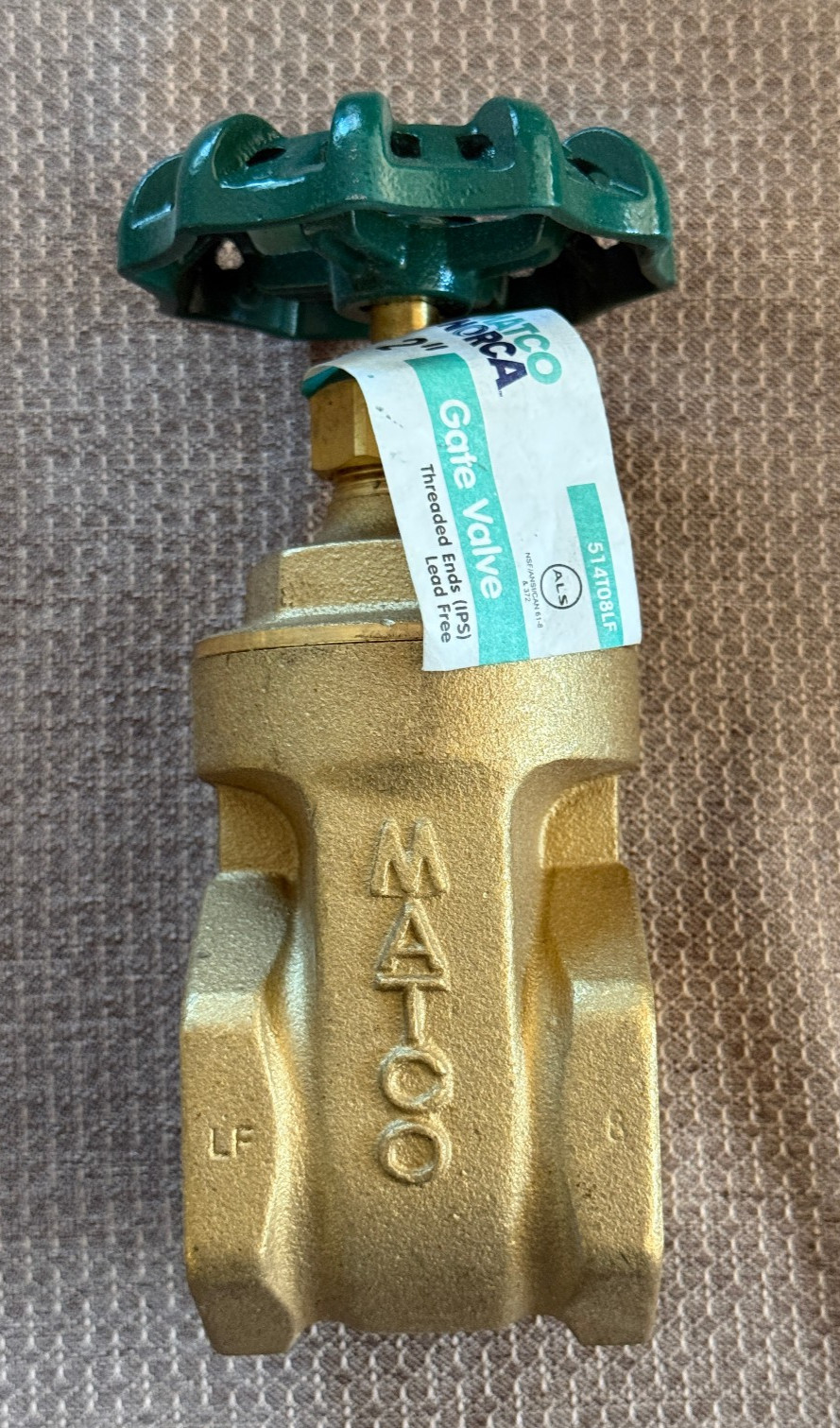 Matco-Norca 514T08LF IPS 2 in. Brass Full Port Threaded Gate Valve (Lead Free)