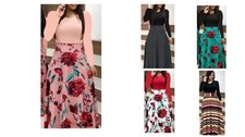 Autumn Flower Print Long And Short Sleeve Casual Dress