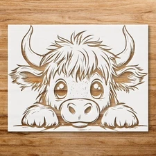 Highland Cow Clip Art Stencil for DIY Crafts and Home Decor - StencilAir