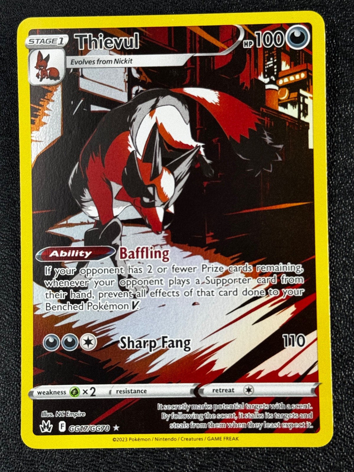 Pokémon TCG Thievul GG17/GG70 SWSH: Crown Zenith: Galarian Gallery Ultra Rare NM