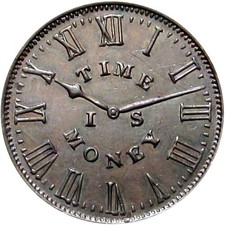1837 New York City Hard Times Token Smith's Clock Time Is Money HT-313 Low 134