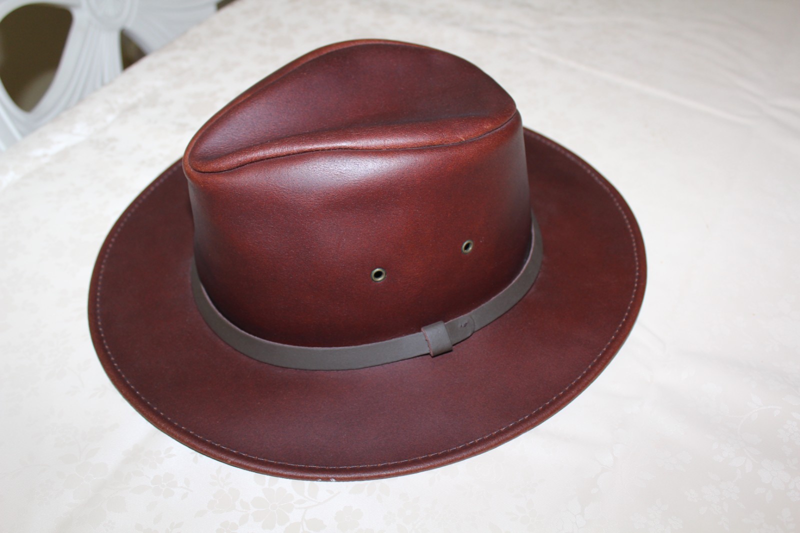NWT Henschel Brown Leather Cowboy Hat Large Western Outback 
