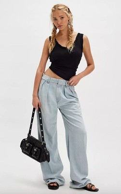 Citizens of Humanity Petra Pleated Trouser Wide Leg Light Wash Denim Jeans Sz 27