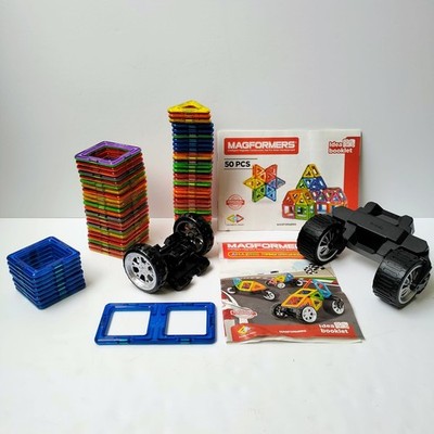 Magformers Magnetic 61 building Blocks + Amazing Transform Wheel Set + Booklets