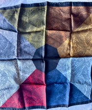 Vintage Blue/Multi Paisley Silk Scarf - Hand Rolled Edges, Classic  Timeless