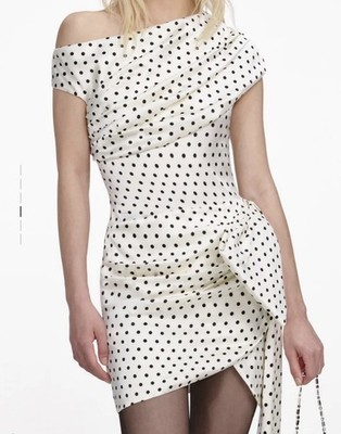 Self Portrait POLKA DOT SATIN TIE SIDE MINI DRESS *NEW* Size US 4 $620