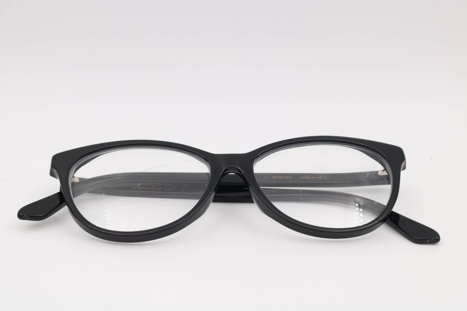 Amelia E Lacey Shiny Black Cat Eye 35-001073 Eyeglasses Frames 52-14-145
