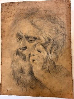18 c. French Oldmaster portrait of Beardedman chalk/ laid paper