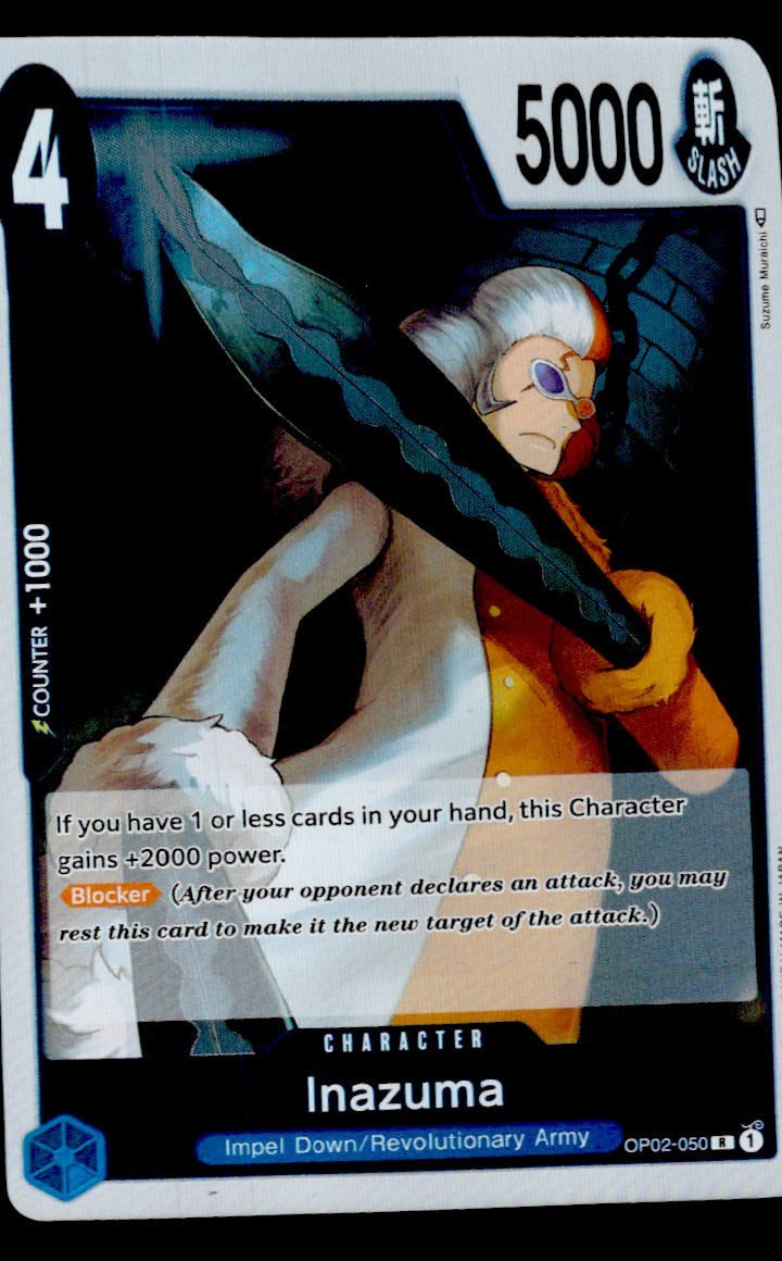 INAZUMA OP02-050 RARE PARAMOUNT WAR ONE PIECE FOIL NEAR MINT