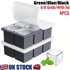 Large Ice Cube Tray Square Ice Cube Maker Silicone Old Fashioned Cube Tray 4X