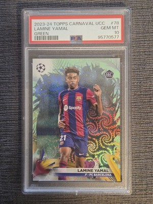 2023 Topps Carnaval UEFA CC Green Samba Lamine Yamal ROOKIE /75 #78  PSA 10 (RC)