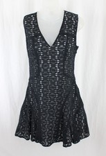 Derek Lam 10 Crosby Women's Black White 100% Cotton V Neck Sleeveless Dress 6